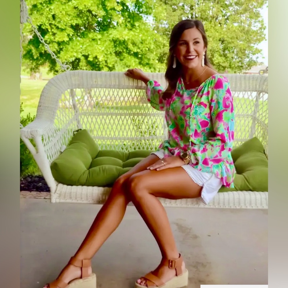Lilly Pulitzer NWT Tensley Silk Top Raz Berry Catty Shack $128 Size XXS - Picture 1 of 14